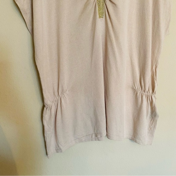 August Silk Cream Metallic Gold Neck Knit Top Size XL - NWT - Picture 8 of 15